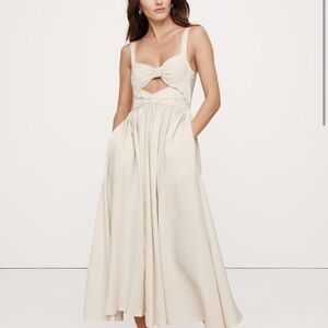 Banana Republic Cream Midi Sundress with Sweetheart Neckline
